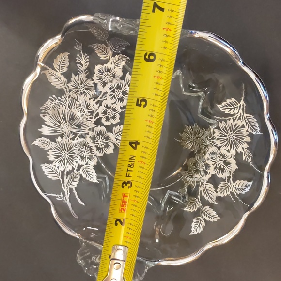 VTG Silver City Silver Floral Overlay Rolled Edge Dish MCM - Picture 5 of 5